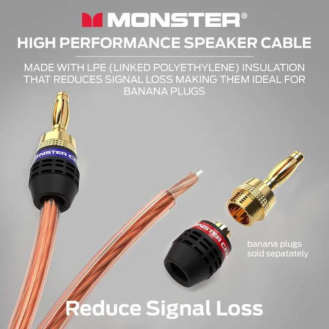 Alt view image 5 of 7 - XP 14 Gauge Speaker Wire 100ft, CCA Audio Cable for Home Theater, Car Audio, Subwoofers & Stereo Speakers, 14 AWG, Banana Plug Compatible