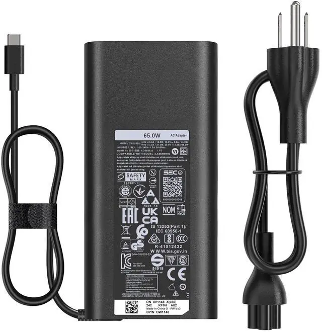 Main image of 65W USB-C Laptop Charger Compatible with Dell Pro 14 16 Latitude 5450 5550 5430 5530 7430 7440 7450, XPS 13 9310 9305 9300 9380 9370 9360, Inspiron 16 15 14,20V 3.25A Adapter Power Cord