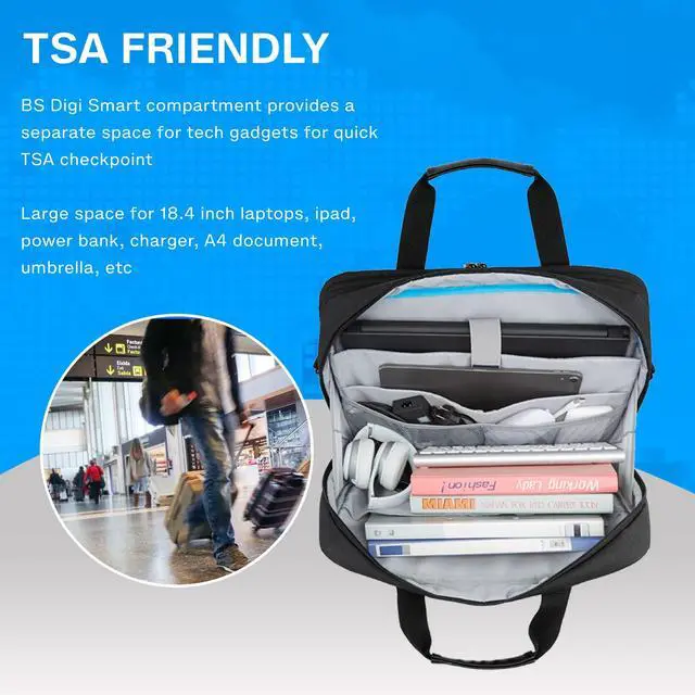 Alt view image 5 of 7 - 18 Inch Laptop Bag, Expandable Briefcase, Computer Bag Men Women, Laptop Shoulder Bag, Work Bag Business Travel Office - Black