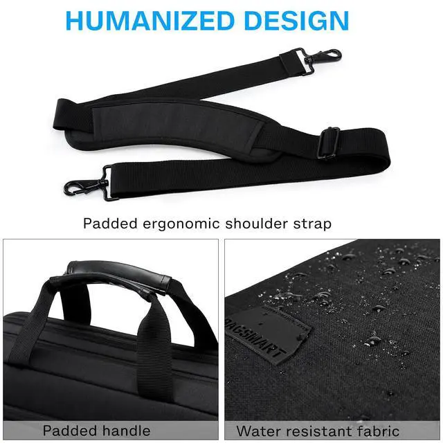 Alt view image 6 of 7 - 18 Inch Laptop Bag, Expandable Briefcase, Computer Bag Men Women, Laptop Shoulder Bag, Work Bag Business Travel Office - Black