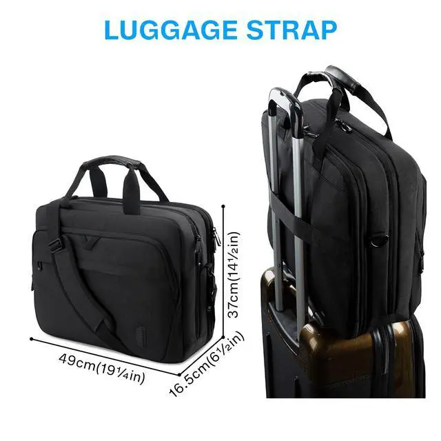 Alt view image 7 of 7 - 18 Inch Laptop Bag, Expandable Briefcase, Computer Bag Men Women, Laptop Shoulder Bag, Work Bag Business Travel Office - Black