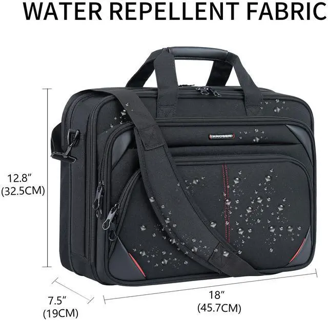 Alt view image 4 of 7 - Laptop Bag 17.3 Inch Premium Laptop Briefcase, Expandable Water Repellent Laptop Shoulder Messenger Bag Durable Computer Case for Business/Travel/Men/Women (Black/Red)