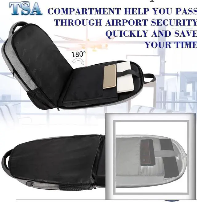 Alt view image 4 of 7 - Extra Large 18.4 Inch Laptop Backpack, Travel Computer Backpack TSA Friendly, Anti Theft College Backpack Flight Approved Business Work Big Bag for Women Men, Grey