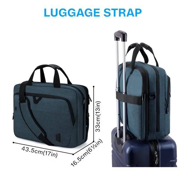 Alt view image 6 of 6 - 17.3 Inch Laptop Bag, Expandable Computer Bag Laptop Briefcase Men Women, Laptop Shoulder Bag, Work Bag Business Travel Office, Dark Blue
