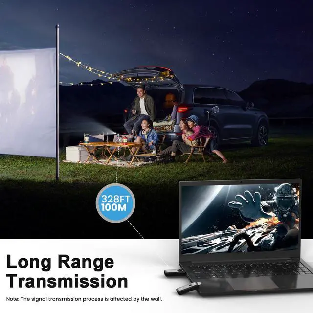 Alt view image 5 of 7 - Wireless HDMI Transmitter and Receiver 328ft/100M, Wireless HDMI Extender Kit, Plug & Play, 4K Decode Support 2.4/5G for Streaming Video and Audio to Monitor from Laptop/Pc/Tv Box, Black