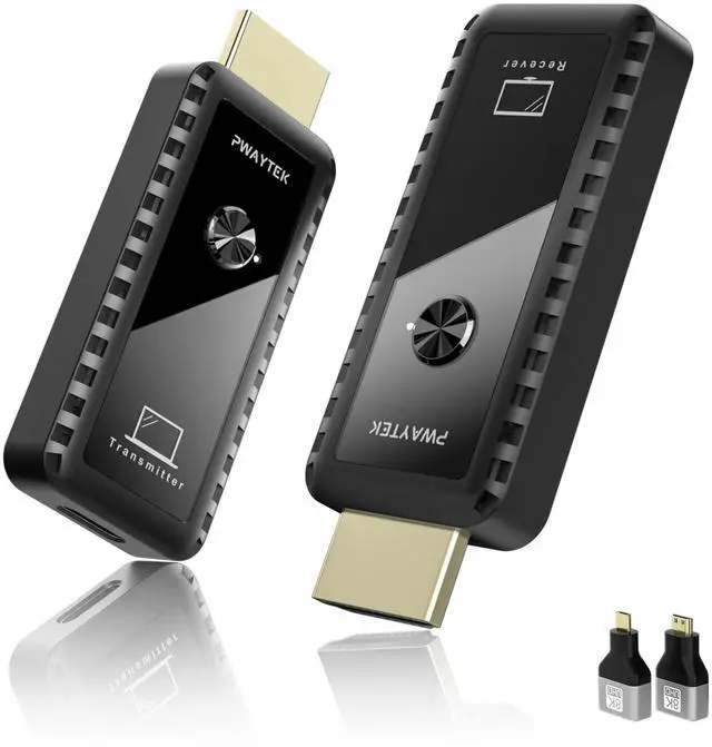 Main image of Wireless HDMI Transmitter and Receiver 328ft/100M, Wireless HDMI Extender Kit, Plug & Play, 4K Decode Support 2.4/5G for Streaming Video and Audio to Monitor from Laptop/Pc/Tv Box, Black