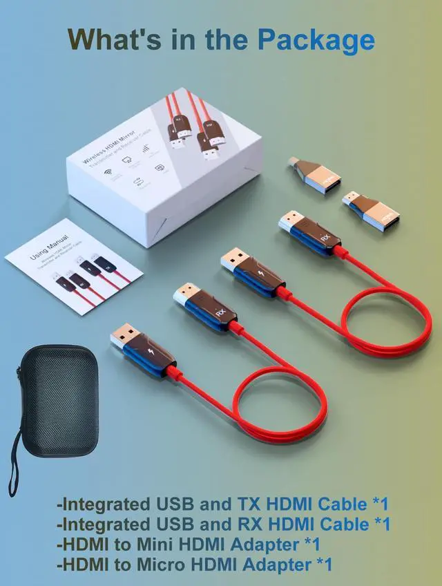 Alt view image 7 of 7 - Wireless HDMI Transmitter and Receiver, 4K Decode 1080P@60Hz Ultra HD Video Output Wireless HDMI, 2.4G/5.8G Plug&Play for Streaming Video and Audio to Monitor from PC/Projector/Laptop/TV Box