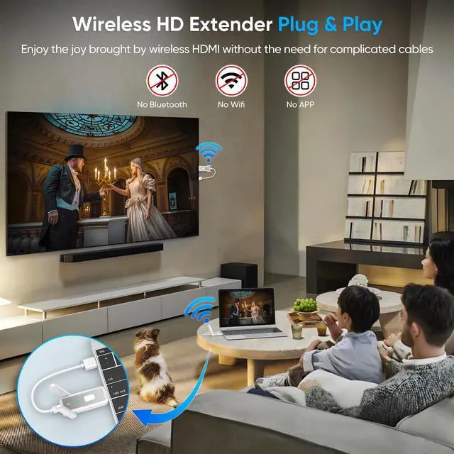 Alt view image 4 of 7 - Wireless HDMI Transmitter and Receiver, 495FT/150M, 4k Decode 1080p Output, Plug & Play Portable 2.4g/5g Dual Antenna, for Streaming Video and Audio to Monitor from Laptop/Pc/Tv Box/Projector