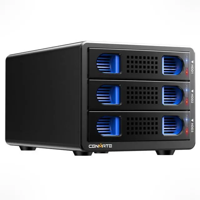 Main image of Aluminum 3 Bay Hard Drive Enclosure with Cooling Fan for 2.5/3.5" SATA HDD/SSD with USB A/C 3.0, Support Hot Swappable, Tool-Free HDD Enclosure, DAS(NO RAID/NAS)
