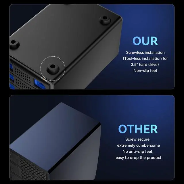 Alt view image 7 of 7 - Aluminum 3 Bay Hard Drive Enclosure with Cooling Fan for 2.5/3.5" SATA HDD/SSD with USB A/C 3.0, Support Hot Swappable, Tool-Free HDD Enclosure, DAS(NO RAID/NAS)