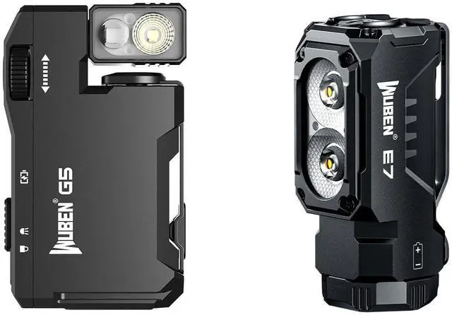 Main image of G5 Rechargeable EDC Flashlight 400 Lumens Dual Light Sources Bundle E7 1800 Lumen Rechargeable Mini Flashlight with Magnet
