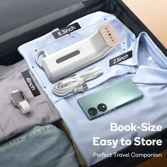 Alt view image 5 of 7 - Portable Travel Steamer for Clothes,Dual Voltage & Wrong Voltage Alarm,100-240V Steamer & Iron 2 In 1,Integrated Large 170ml Tank Travel size,12-Min Continuous Steam,Fast Handheld Wrinkle Remover
