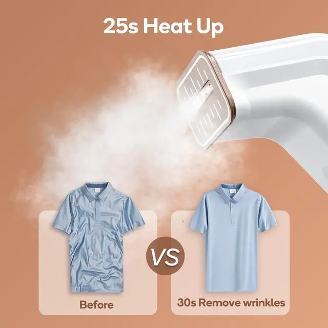 Alt view image 7 of 7 - Portable Travel Steamer for Clothes,Dual Voltage & Wrong Voltage Alarm,100-240V Steamer & Iron 2 In 1,Integrated Large 170ml Tank Travel size,12-Min Continuous Steam,Fast Handheld Wrinkle Remover
