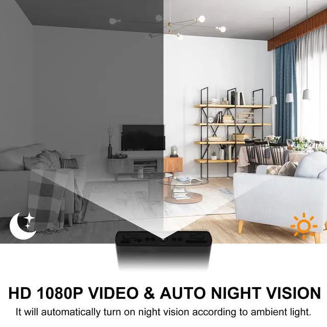 Alt view image 3 of 7 - Hidden Camera Nanny cam 1080P HD Portable Video Camera with Motion Detection & Night Vision, No WiFi, Loop Recording Mini Camera for Home Office Outdoor (No Audio)