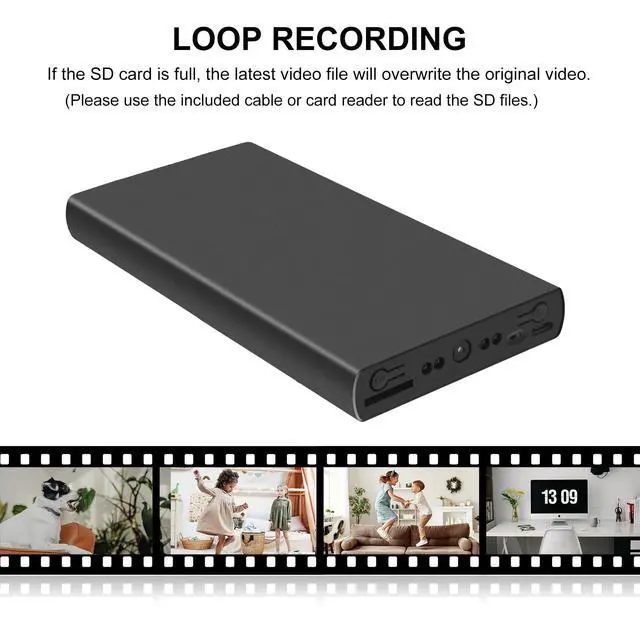 Alt view image 4 of 7 - Hidden Camera Nanny cam 1080P HD Portable Video Camera with Motion Detection & Night Vision, No WiFi, Loop Recording Mini Camera for Home Office Outdoor (No Audio)
