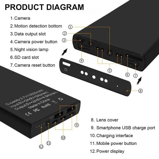 Alt view image 6 of 7 - Hidden Camera Nanny cam 1080P HD Portable Video Camera with Motion Detection & Night Vision, No WiFi, Loop Recording Mini Camera for Home Office Outdoor (No Audio)