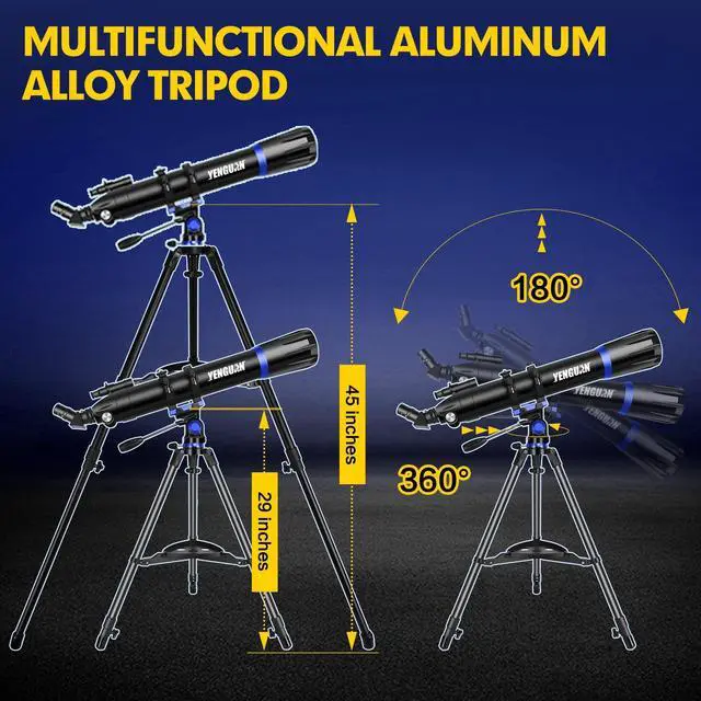 Alt view image 4 of 6 - Telescope, 90mm Aperture 800mm-Telescope for Adults & Kids, Professional Refractor Telescopes for Adults High Powered, Beginner-Friendly, Phone Adapter & Stable Stainless Tripod, Portable Carry Bag