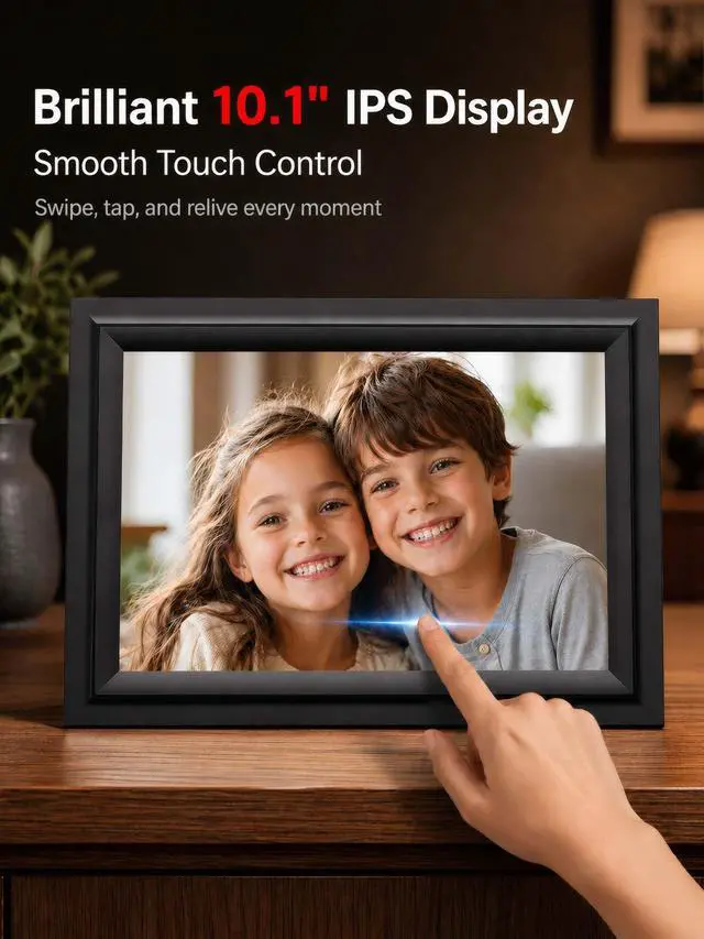 Alt view image 4 of 7 - Digital Picture Frame 10.1 Inch WiFi Digital Photo Frame Electronic, IPS Touch Screen, 16GB, Tabletop&Wall-Mounted, Share Photos and Video with Uhale App, Birthday Gifts for Mom Women