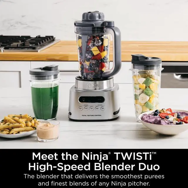 Alt view image 2 of 7 - SS151 TWISTi Blender DUO, High-Speed 1600 WP Smoothie Maker & Nutrient Extractor* 5 Functions Smoothie, Spreads & More, smartTORQUE, 34-oz. Pitcher & (2) To-Go Cups, Gray