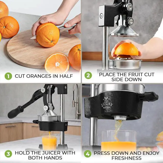 Alt view image 4 of 7 - Cast Iron Juicer - Heavy Duty Manual Juicer with Detachable Strainers for Easy Cleaning, Orange Juice Press for Citrus Fruits, Perfect for Bartenders, Juice Lovers & Health Enthusiasts