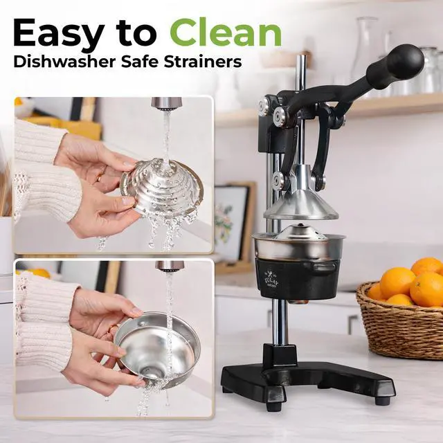 Alt view image 5 of 7 - Cast Iron Juicer - Heavy Duty Manual Juicer with Detachable Strainers for Easy Cleaning, Orange Juice Press for Citrus Fruits, Perfect for Bartenders, Juice Lovers & Health Enthusiasts
