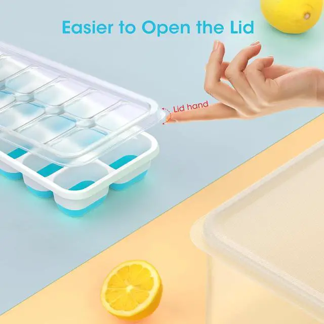 Alt view image 7 of 7 - Ice Cube Tray with Lid and Bin - 4 Pack Silicone Ice Cube Trays for Freezer, Stackable Ice Bucket Kits with Storage Container & Scoop for Kitchen, RV, Cocktail, Coffee