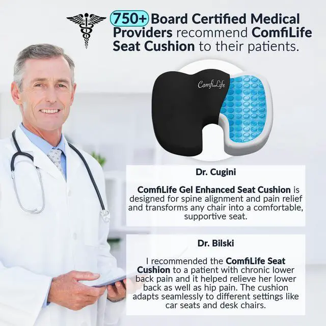 Alt view image 3 of 7 - Premium Gel & Memory Foam Seat Cushion Doctor Recommended Office Chair Cushion, Car Seat Cushion Chair Cushions for Back & Sciatica Pain Relief Seat Cushions for Office & Desk (Black)