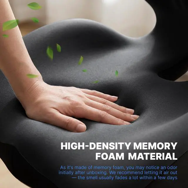 Alt view image 6 of 7 - Ergonomic Seat Cushion, Office Chair Seat Cushions with L-Shaped Design, Memory Foam Orthopedic Cushion with Coccyx Hollow, Lumbar Support & Tailbone Pain Relief for Car, Truck, Gaming Chair (Black)