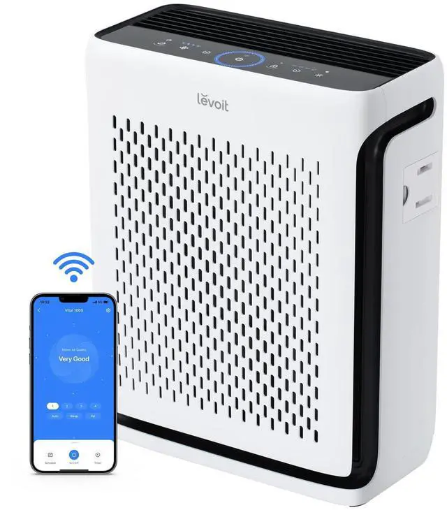 Main image of Air Purifier for Home Large Room Up to 1073Ft² with Air Quality Monitor, AHAM VERIFIDE, Smart WiFi, Washable Pre-Filter, HEPA Sleep Mode for Pets, Allergies, Dust, Pollen, Vital 100S-P, White