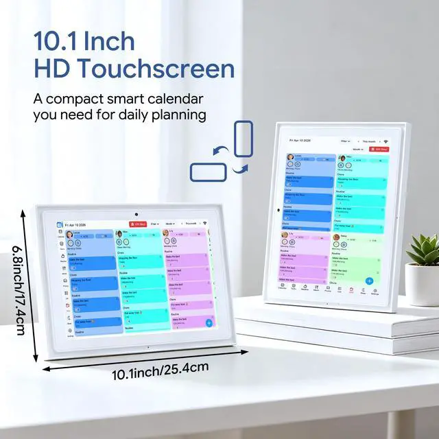 Alt view image 3 of 7 - Digital Calendar 10.1 Inch AI Smart Touchscreen, 2026 Family Electronic Calendar with Chore Chart Rewards, Meal Planner, HD Camera Video Call & Digital Picture Frame Mode