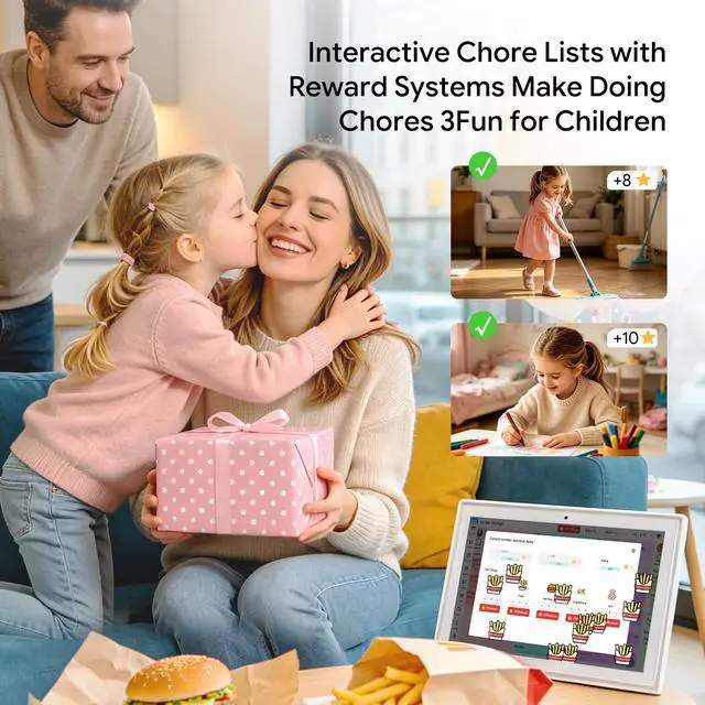 Alt view image 4 of 7 - Digital Calendar 10.1 Inch AI Smart Touchscreen, 2026 Family Electronic Calendar with Chore Chart Rewards, Meal Planner, HD Camera Video Call & Digital Picture Frame Mode