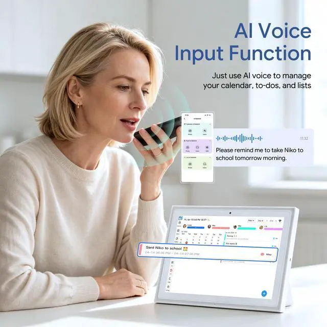 Alt view image 5 of 7 - Digital Calendar 10.1 Inch AI Smart Touchscreen, 2026 Family Electronic Calendar with Chore Chart Rewards, Meal Planner, HD Camera Video Call & Digital Picture Frame Mode