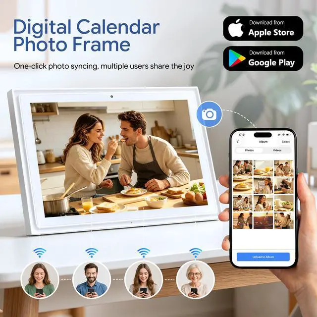 Alt view image 6 of 7 - Digital Calendar 10.1 Inch AI Smart Touchscreen, 2026 Family Electronic Calendar with Chore Chart Rewards, Meal Planner, HD Camera Video Call & Digital Picture Frame Mode