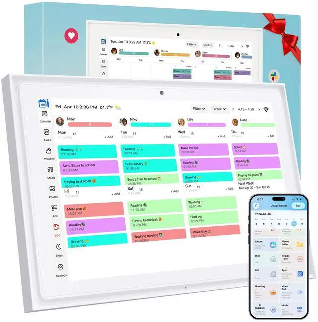 Main image of Digital Calendar 10.1 Inch AI Smart Touchscreen, 2026 Family Electronic Calendar with Chore Chart Rewards, Meal Planner, HD Camera Video Call & Digital Picture Frame Mode