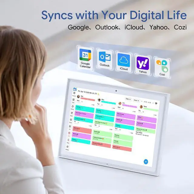 Alt view image 2 of 7 - Digital Calendar 10.1 Inch AI Smart Touchscreen, 2026 Family Electronic Calendar with Chore Chart Rewards, Meal Planner, HD Camera Video Call & Digital Picture Frame Mode