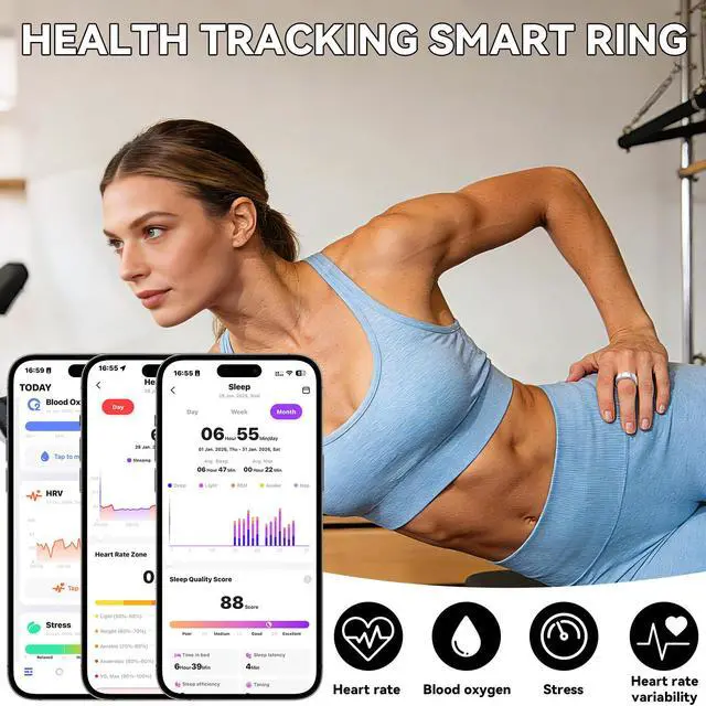 Alt view image 2 of 7 - Smart Ring for Women Men,Fitness Tracker Ring,Heart Rate,Blood Oxygen,Step Tracker,Sleep Tracker,Meditation Assistance,No Subscription Fee,IP68 Waterproof,2026 New mother s day gifts for mom(Silver 8)