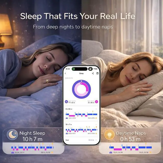 Alt view image 7 of 7 - Smart Ring Health & Fitness Tracker for Men & Women Sleep, Heart Rate & SpO Monitoring, Stress & Activity Tracking, Womens Health Support, 180+ Sports Modes, IP68 Waterproof, No Subscription Fee
