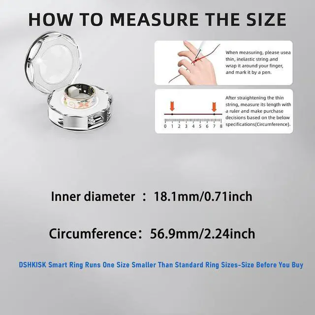 Alt view image 5 of 7 - Smart Ring for Women & Men, Fitness Tracker with Heart Rate, SpO2, Blood Pressure & Sleep Monitoring, IP68 Waterproof, Long Battery Life, No Monthly Fees, for iPhone Android (8#&Floral)