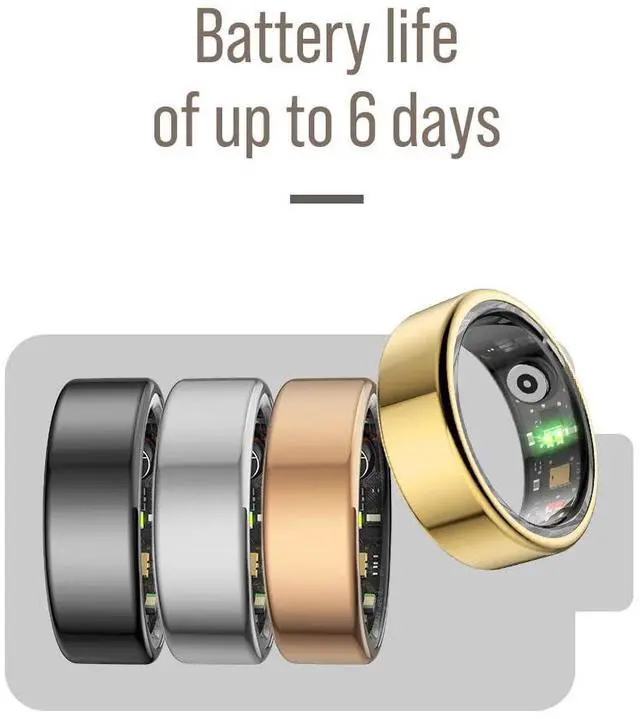 Alt view image 2 of 7 - Herz P1 Smart Ring for Women & Men - (Size 8) 24/7 Health Metrics Fitness Ring, Tracks 20+ Biometrics, 6 Day Battery Life, Waterproof Stainless Steel, Free APP for iOS Android, No Subscription