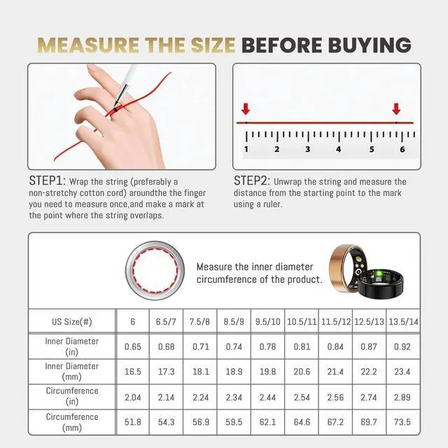 Alt view image 2 of 7 - Smart Ring for Women Men, Health Tracker with Heart Rate/Blood Oxygen/Blood Pressure/Sleep Monitoring/Step Counting, IP68 Waterproof Fitness Ring, No App Fees for iPhone & Android (Silver, 7#)