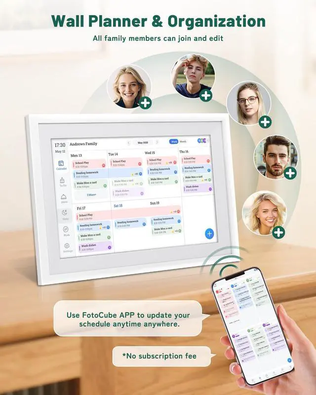 Alt view image 4 of 7 - Digital Wall Calendar with Touchscreen, 10 inch Smart Calendar, Electronic Calendar for Family, WiFi Family digital calendar Chore Chart, Wall Planner, WiFi Digital Picture Frame