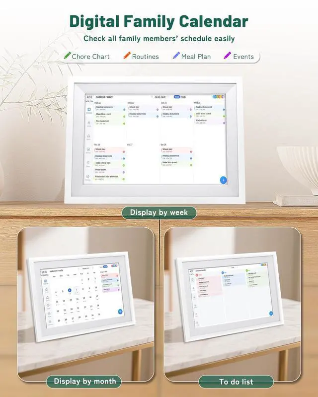 Alt view image 3 of 7 - Digital Wall Calendar with Touchscreen, 10 inch Smart Calendar, Electronic Calendar for Family, WiFi Family digital calendar Chore Chart, Wall Planner, WiFi Digital Picture Frame