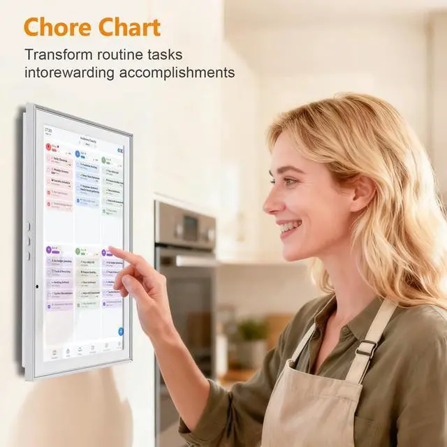 Alt view image 4 of 7 - Digital Calendar 10.1 Inch Smart Electronic Planner, IPS Touch Screen, 32GB, Electronic Slideshow, Wall-mounted with Third-Party Calendar Sync, Chore Tracker, Meal Plan & Photo Display, Gifs for Mom