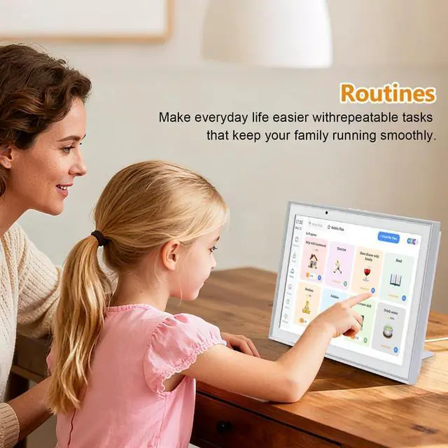 Alt view image 6 of 7 - Digital Calendar 10.1 Inch Smart Electronic Planner, IPS Touch Screen, 32GB, Electronic Slideshow, Wall-mounted with Third-Party Calendar Sync, Chore Tracker, Meal Plan & Photo Display, Gifs for Mom