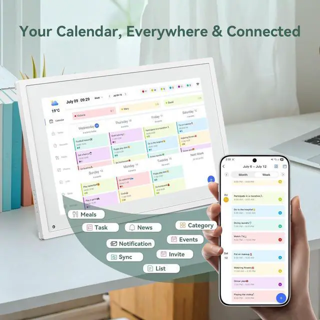 Alt view image 4 of 7 - Digital Calendar,10.1 Inch Planner Electronic Calendar&Chore Chart,Smart Calendar Touchscreen Interactive Display for Family Schedules,Bussiness Working tasks,Great for Organizing Your Routines