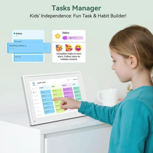 Alt view image 5 of 7 - Digital Calendar,10.1 Inch Planner Electronic Calendar&Chore Chart,Smart Calendar Touchscreen Interactive Display for Family Schedules,Bussiness Working tasks,Great for Organizing Your Routines