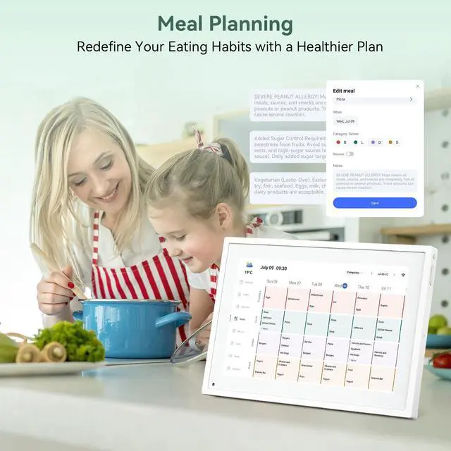 Alt view image 6 of 7 - Digital Calendar,10.1 Inch Planner Electronic Calendar&Chore Chart,Smart Calendar Touchscreen Interactive Display for Family Schedules,Bussiness Working tasks,Great for Organizing Your Routines