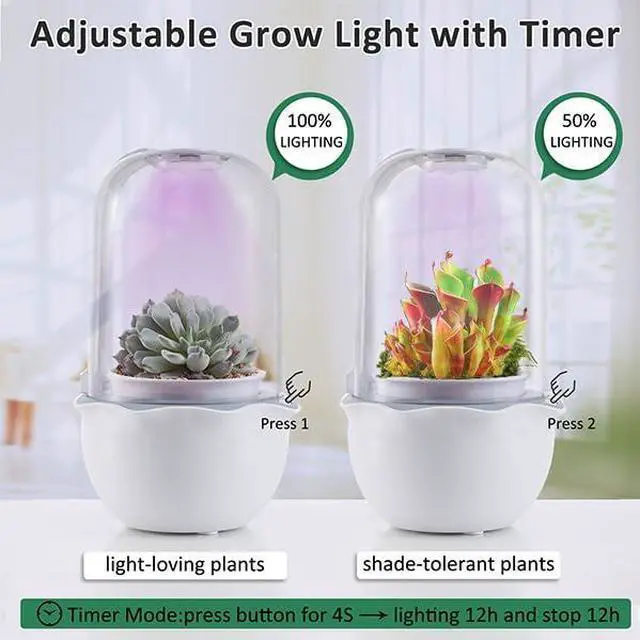 Alt view image 4 of 7 - Smart Venus Fly Trap Terrarium Pot with Timer&Fan,Plant Terrarium Kit with Grow Light for Carnivorous,Butterwort, Venus Flytrap,Birthday Gardening for Women Garden Lover-No Plant
