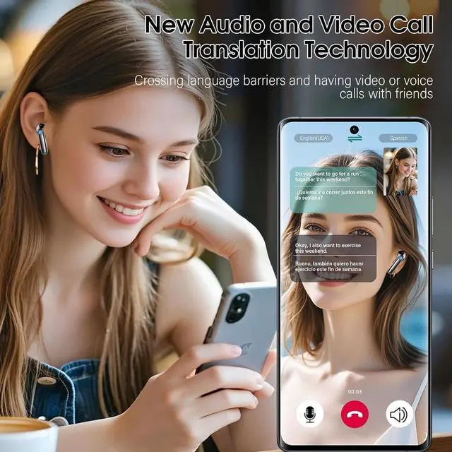 Alt view image 4 of 7 - Ai Translation Earbuds Real Time,3-in-1 Buletooth 5.3 Translator Earbuds with 6 Translation Modes/164 Languages,No Subscription Required Translatior Headphones,40H Audifonos Traductores Inglés Español