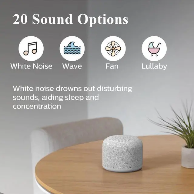Alt view image 4 of 7 - Travel White Noise Sound Machine,Portable Mini Noise Machine for Sleeping with 20 Soothing Sounds, Small Bluetooth Speaker, Baby, Adults, Rechargeable